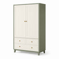 Armoire en bois de pin vert et blanc avec tiroirs