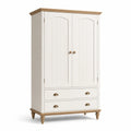 Armoire en bois de pin avec deux portes et tiroirs