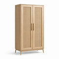 Armoire en bois avec portes en rotin