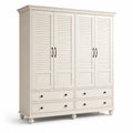 Armoire en bois de pin avec portes persiennes blanches