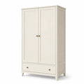 Armoire en bois crème deux portes avec tiroir 180x80x50 cm