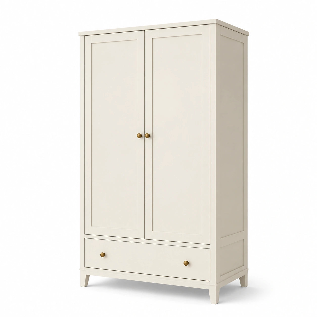 Armoire en bois crème deux portes avec tiroir 180x80x50 cm
