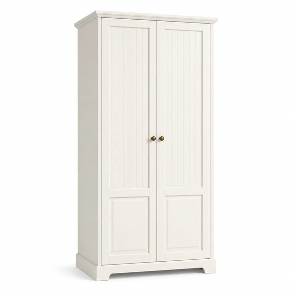 Armoire en bois blanc avec portes battantes 180x80x45cm