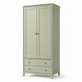 Armoire deux portes avec tiroirs en bois MDF vert clair
