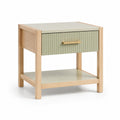 Table de chevet en bois et métal vert pastel