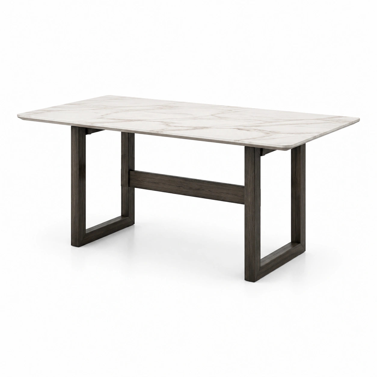 Table à manger marbre blanc et chêne 200x100 cm