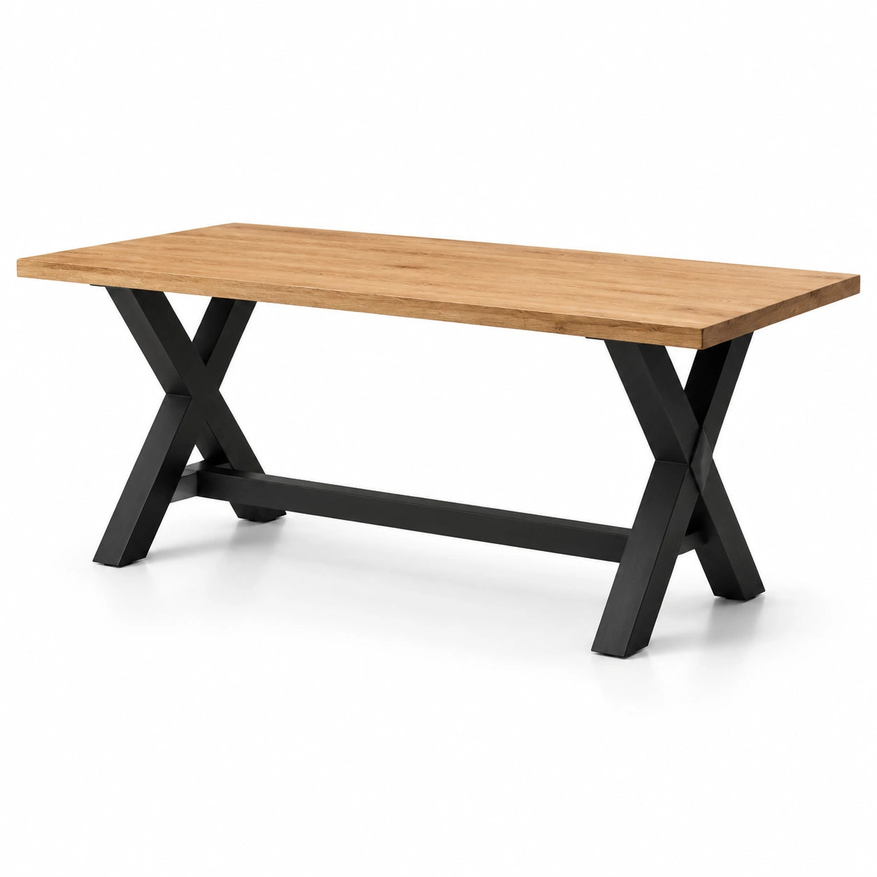 Table rectangulaire en bois et métal noir 200x100x75cm
