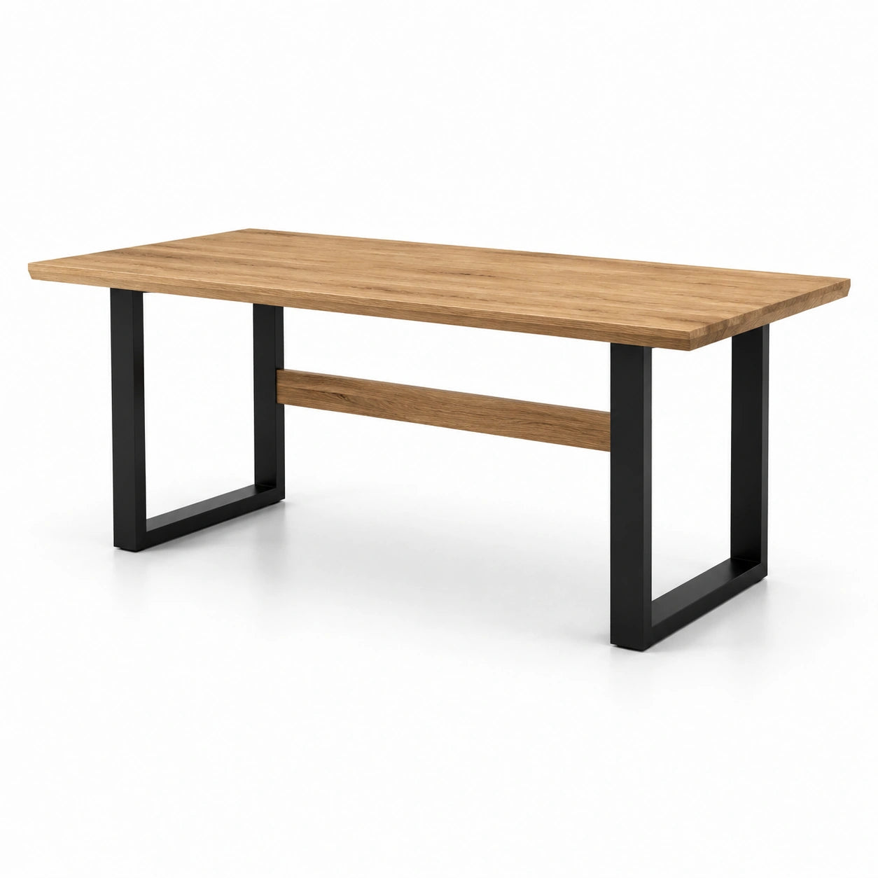 Table rectangulaire en bois de chêne et métal noir 200x90x75 cm