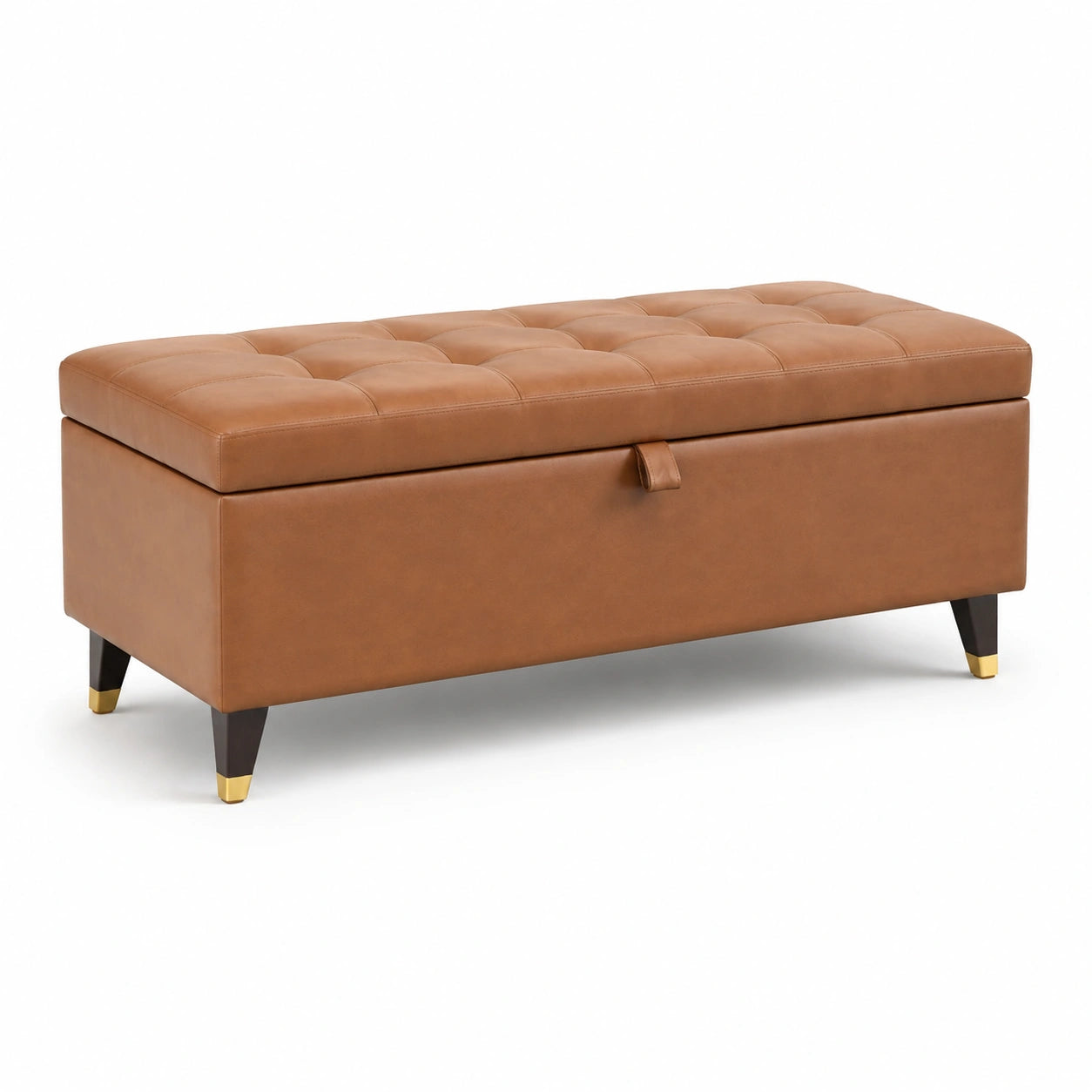 Banc de rangement en cuir synthétique marron 120cm