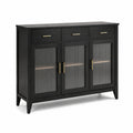 Buffet en bois noir avec portes en verre et tiroirs