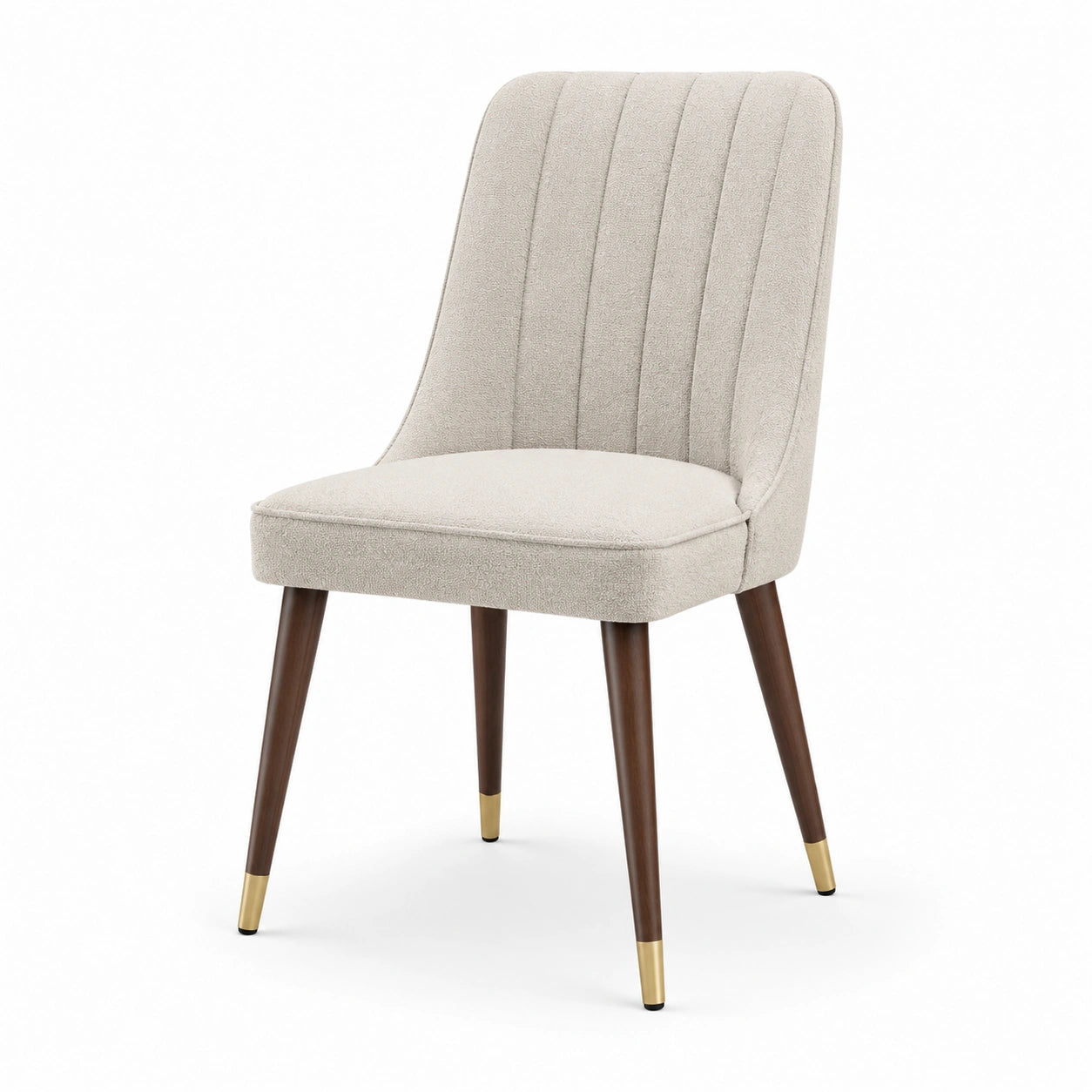 Chaise de salle à manger en bois et tissu beige