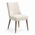 Chaise en tissu bouclé crème avec pieds métalliques