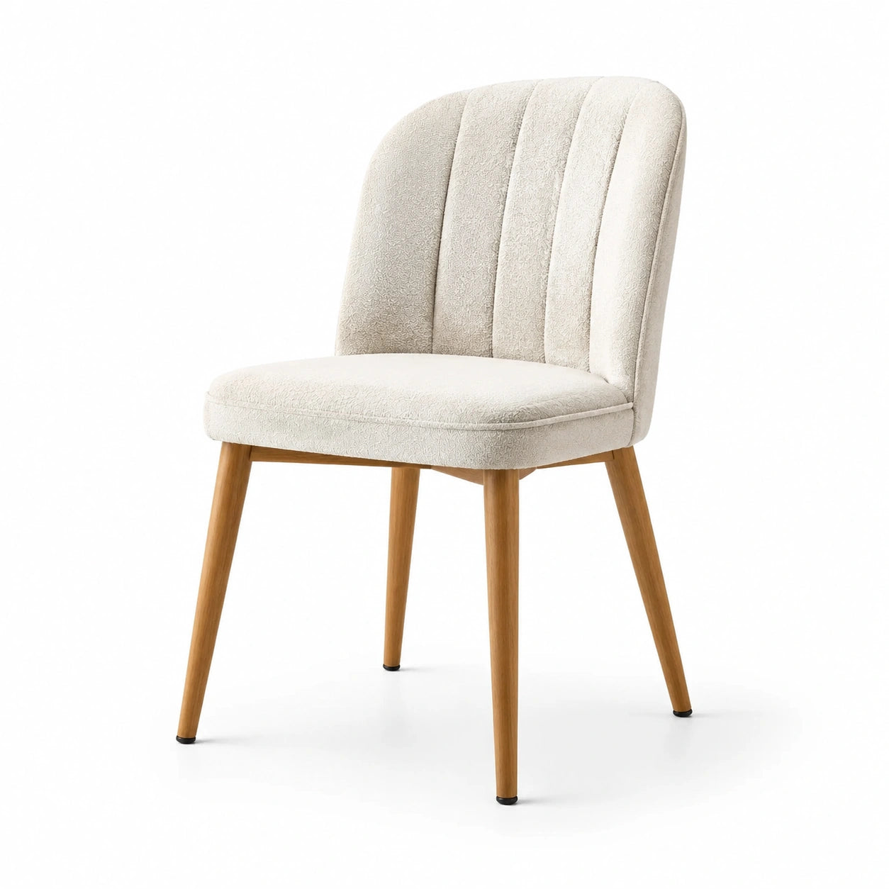 Chaise en bois avec tissu polyester crème