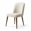 Chaise en cuir synthétique beige avec pieds en bois