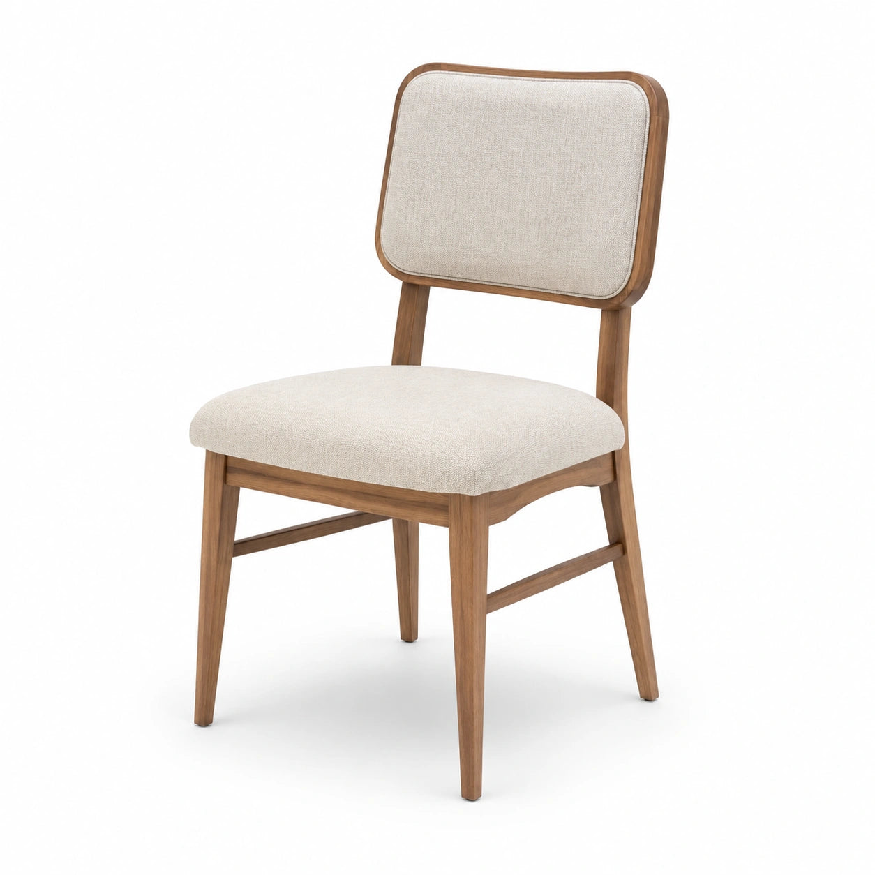 Chaise en bois avec assise en tissu polyester beige