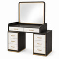 Coiffeuse en bois noir et blanc avec miroir