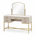 Coiffeuse en bois avec miroir et pieds en métal doré