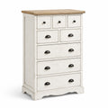 Commode haute en bois avec 7 tiroirs en bois de pin massif
