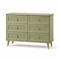 Commode 6 Tiroirs en Bois avec Poignées Métalliques Vert Olive 120x40x80 cm