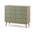 Commode en bois avec tiroirs vert olive