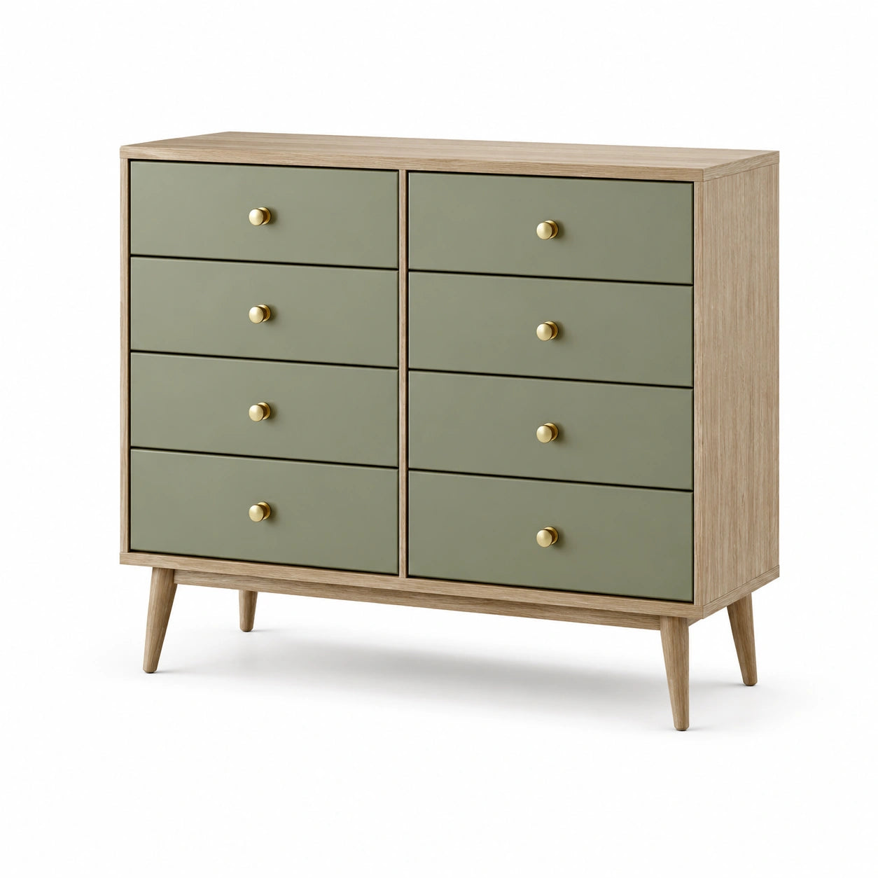 Commode en bois avec tiroirs vert olive