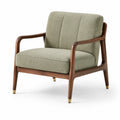 Fauteuil en bois et tissu polyester vert
