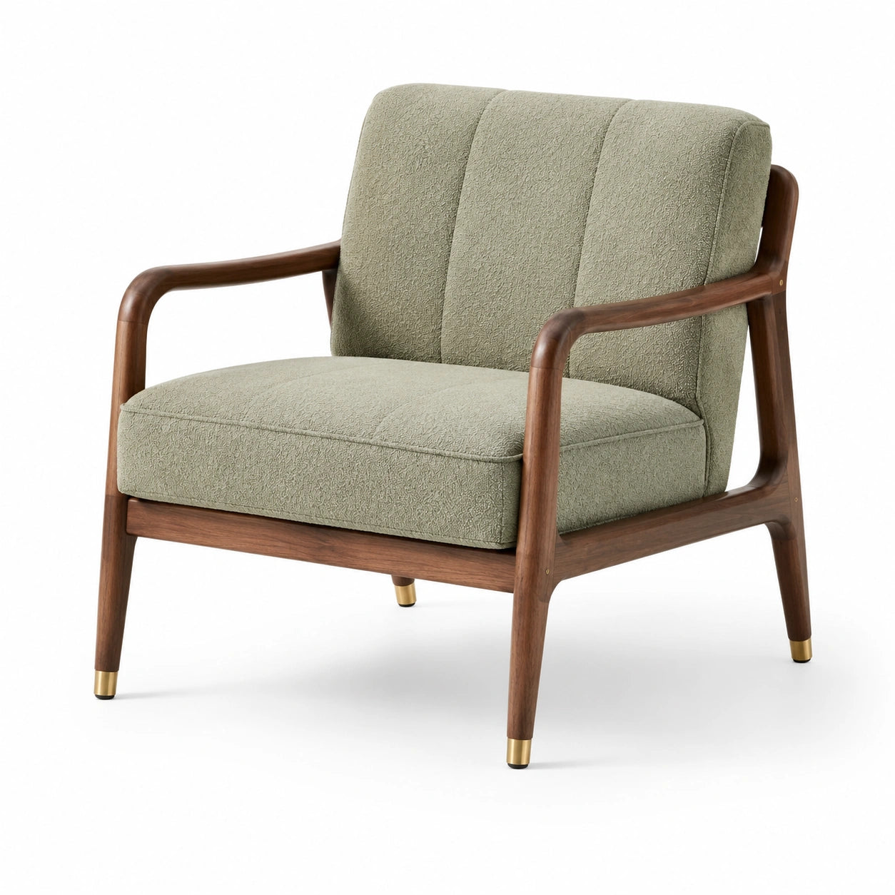 Fauteuil en bois et tissu polyester vert