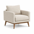 Fauteuil en bois et textile beige
