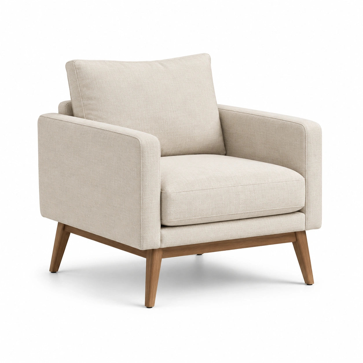 Fauteuil en bois et textile beige