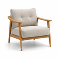 Fauteuil en bois et tissu polyester beige 75x80x85 cm