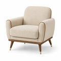 Fauteuil en tissu bouclé beige avec pieds en bois