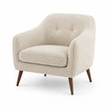 Fauteuil en tissu bouclé beige avec pieds en bois