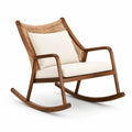 Fauteuil à bascule en bois avec coussins crème
